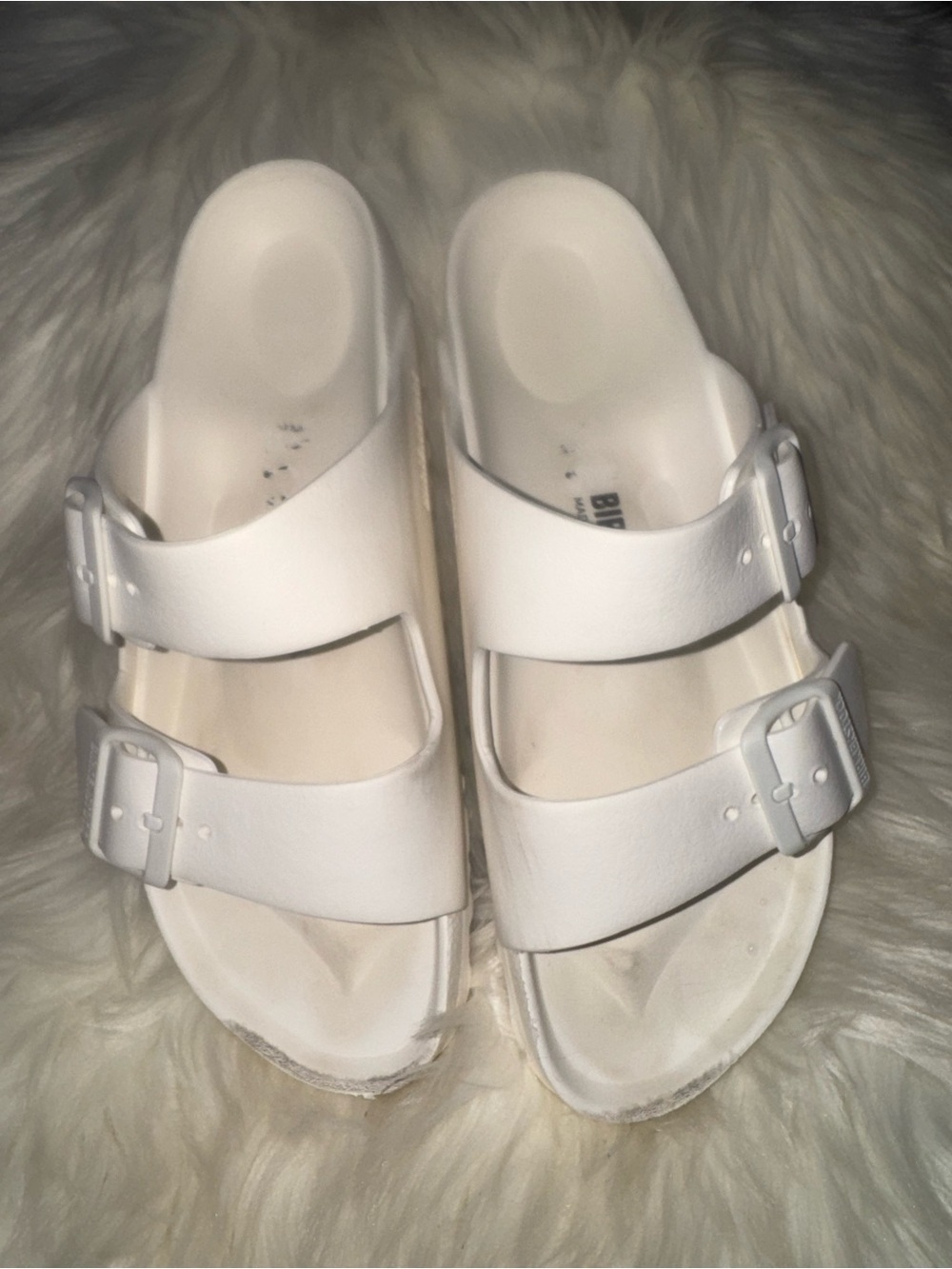 Birkenstock White Two-Buckle Slide Sandals - Women